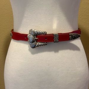 Women's Justin Western Cowgirl Belt Red with Hearts